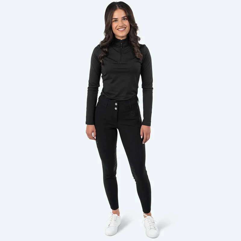 Elvera Equestrian Pantalon d'Équitation Dual Core Pro Half Seat Noir