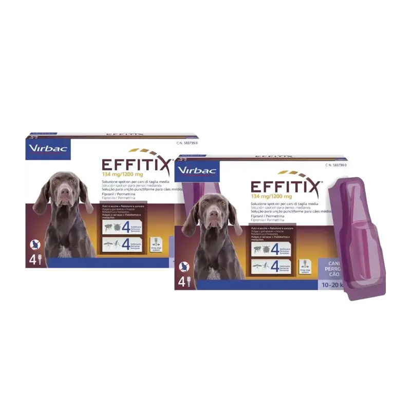 Effitix M Parasite Treatment for Medium-Sized Dogs (10–20 kg), pack of 2