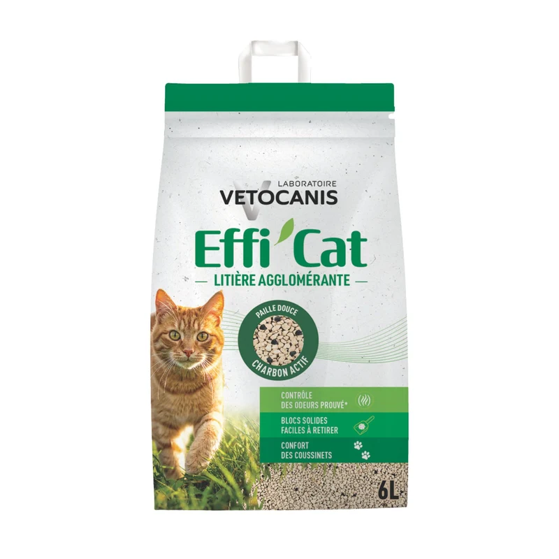Litière Vetocanis EFFI'CAT 6L - Lot de 2