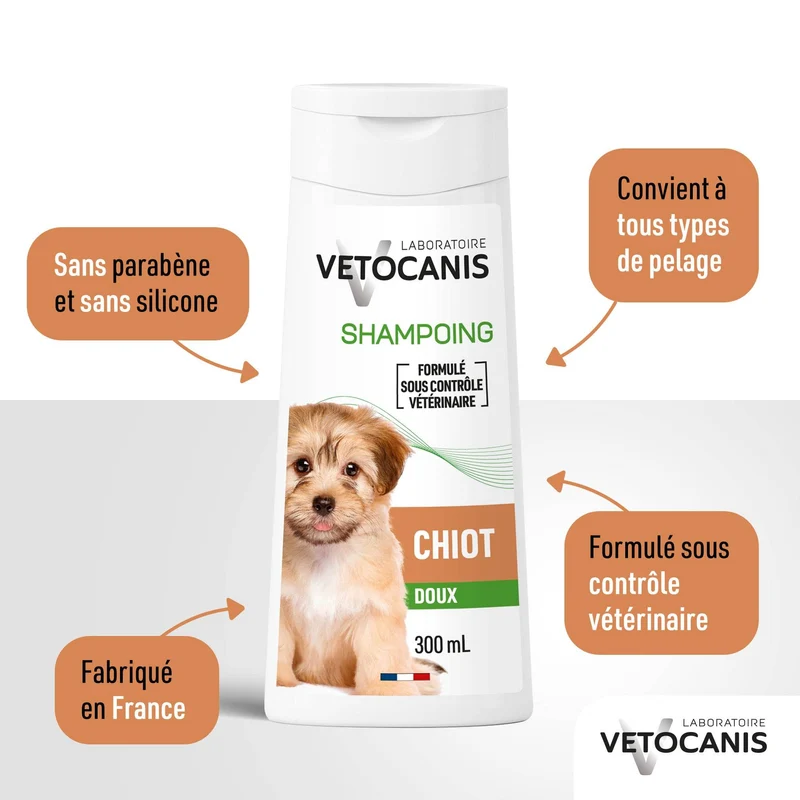 Shampoing pour Chiot, Extrait Amande Douce. 300ml