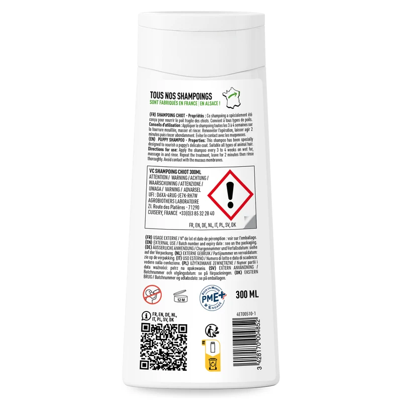 Shampoing pour Chiot, Extrait Amande Douce. 300ml