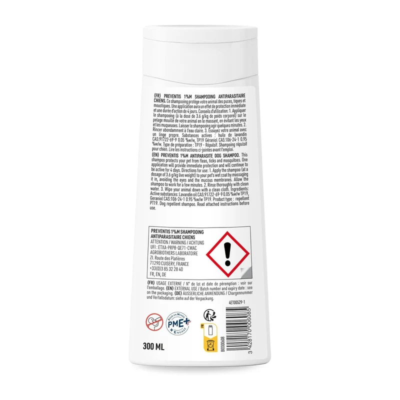 Shampoing Antiparasitaire Répulsif Chien 300ml