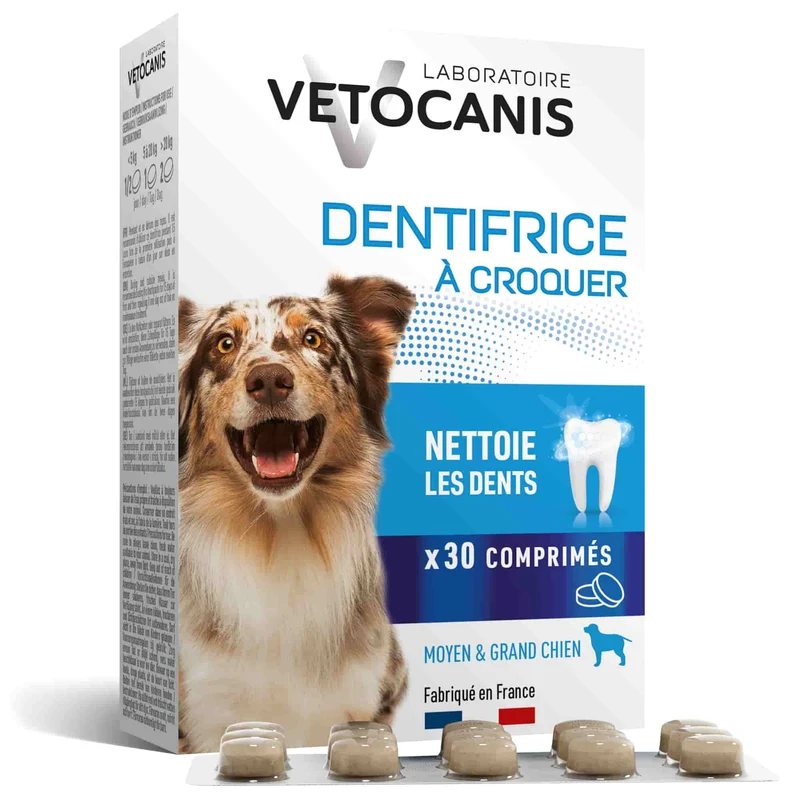 Dentifrice Anti-Tartre à croquer pour Chien - 30 Comprimés