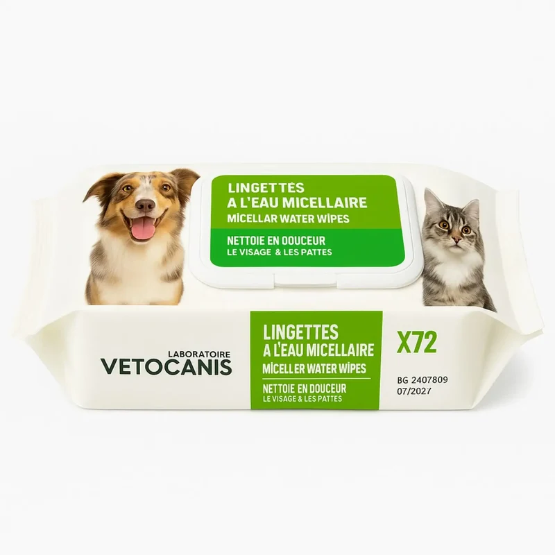 Lingettes Nettoyantes pour Chat et Chien Grand Format X72