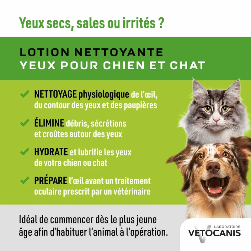 Lotion Nettoyante des Yeux pour Chien et Chat