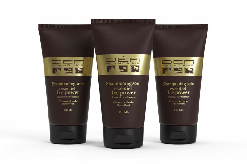 DÉFI POUR HOMME –TRIO Shampoing Soin Essentiel Ice Power – Cheveux & Barbe – 150 ml