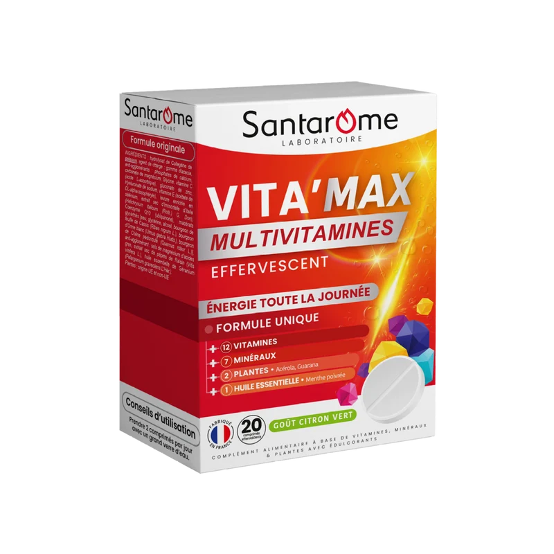 Multivitamines Vita'Max Effervescent - 20 comprimés