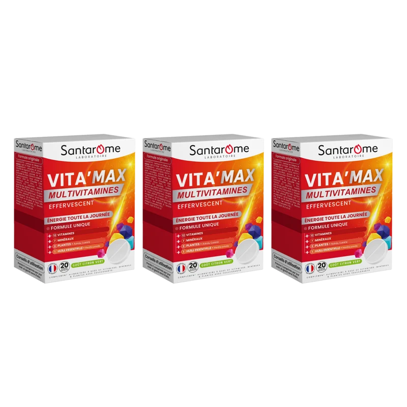 Multivitamines Vita'Max Effervescent - 20 comprimés