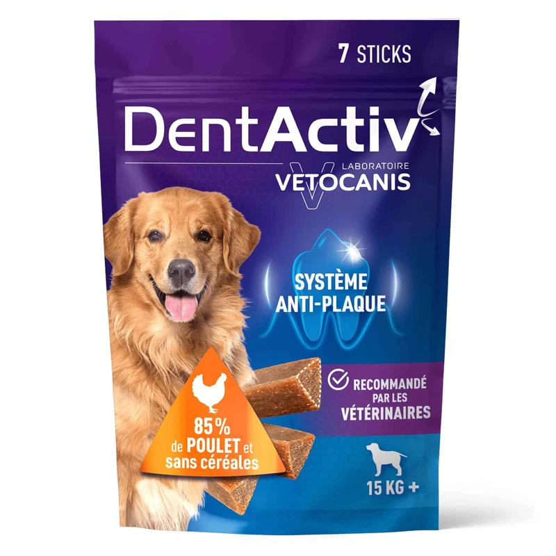 DentActiv Bâtonnets Hygiène Bucco-Dentaire pour Chien 15kg +