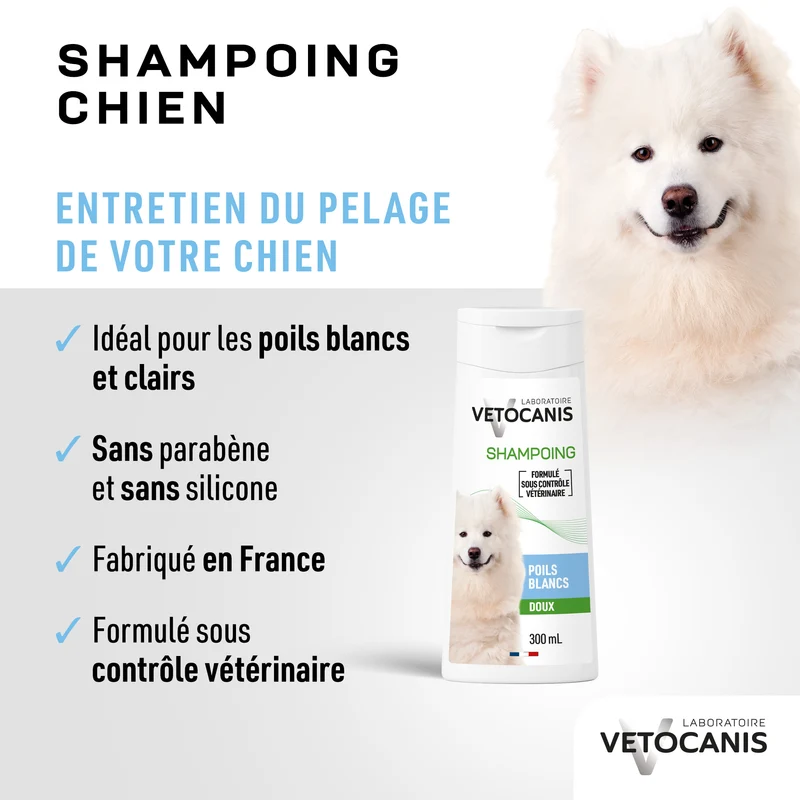 Shampoing Poils Blancs pour Chien, Camomille. 300ml