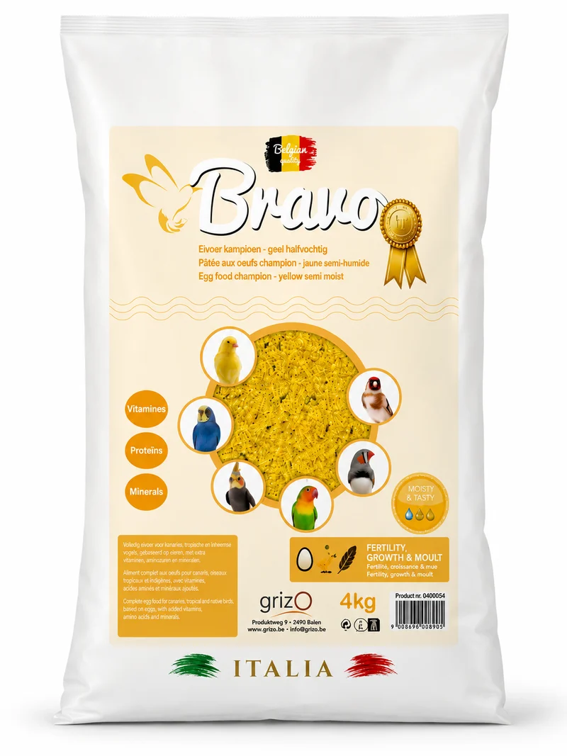 Aliment aux œufs Bravo Champion 3 kg - Jaune semi-humide