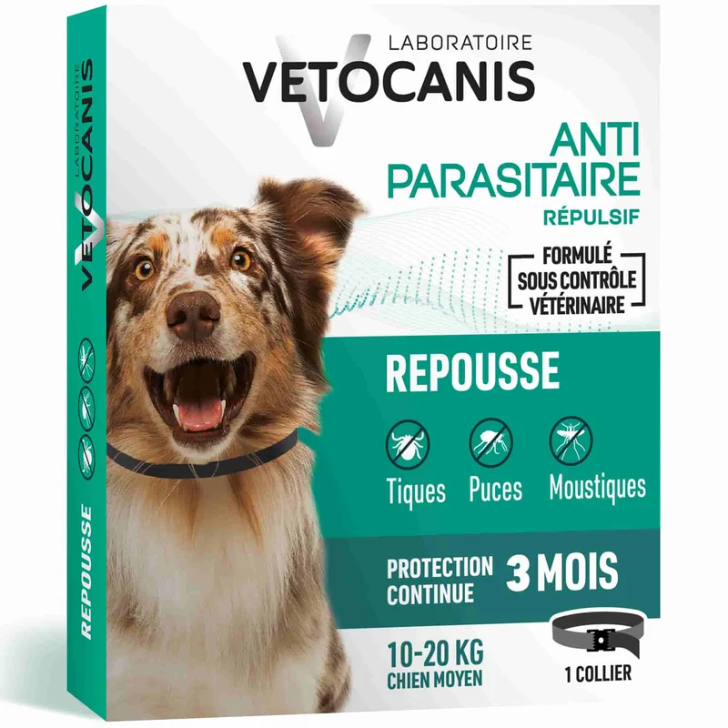 Collier Anti-Puces, Tiques et Moustiques Répulsif pour Chien