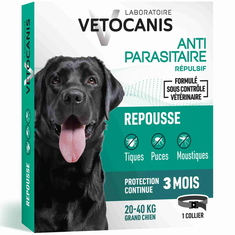 Collier Anti-Puces, Tiques et Moustiques Répulsif pour Chien