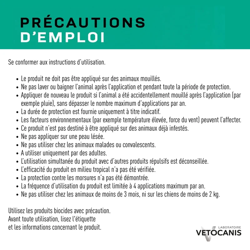 VETOCANIS 20%M Solution répulsive pour spot-on pour chiens