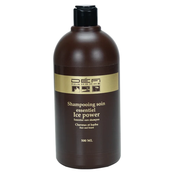 DÉFI POUR HOMME – Shampoing Soin Essentiel Ice Power – Cheveux & Barbe – 500 ml