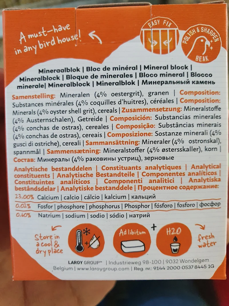 Bloc minéral 80 grammes - Calcium et soutien osseux