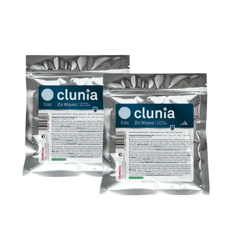 Vetnova Clunia Zn dental wipes, 10 per pack, pack of 2