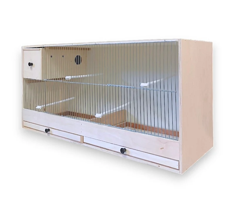 Cage d'élevage en bois 80 cm avec bloc de nidification coulissant