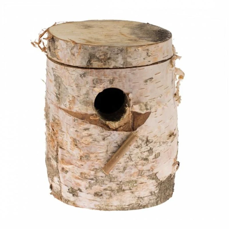 Petites perruches en bloc de bouleau