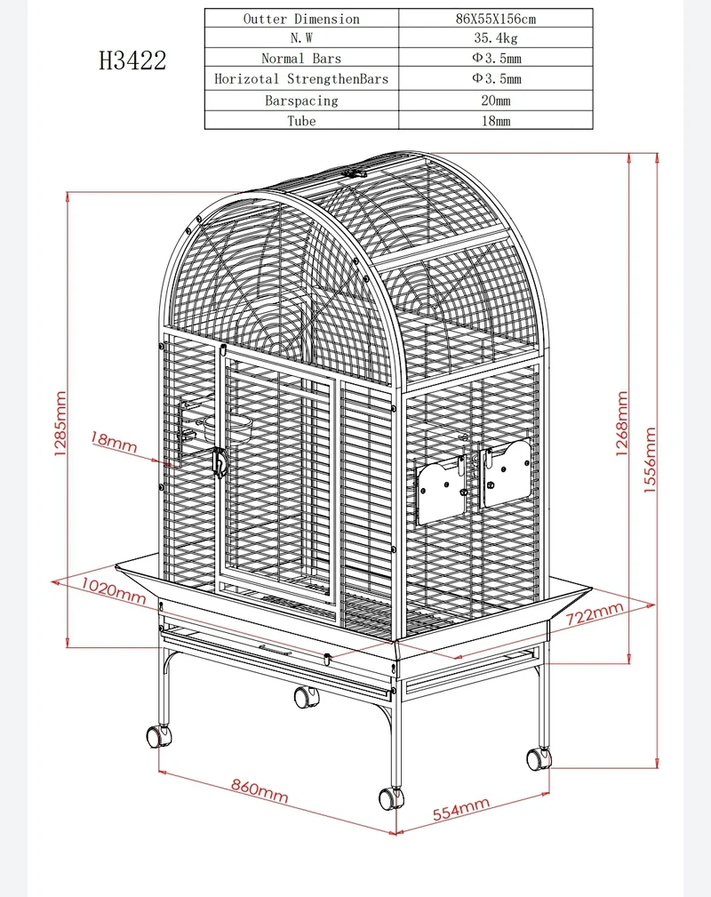 Cage à perroquet Elektra Salmon, Vadigran