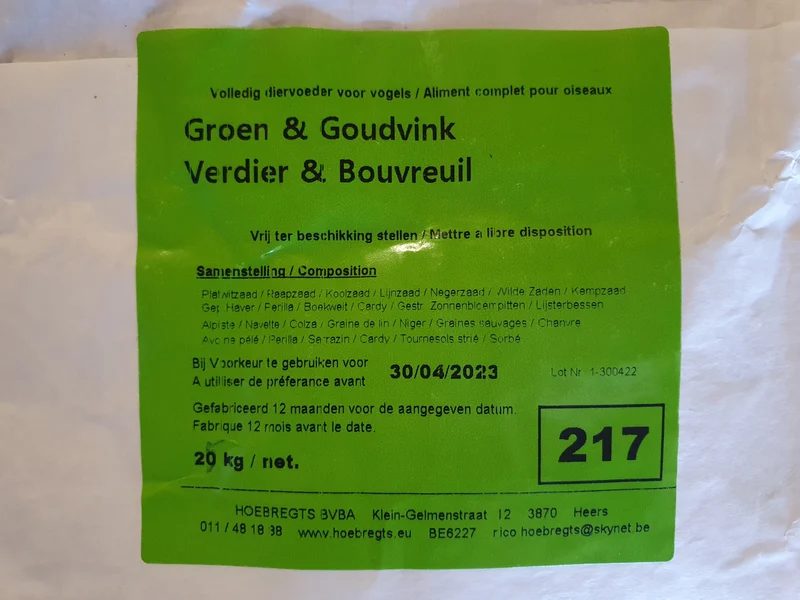 Chardonneret vert et chardonneret 1kg 217 - Hobbyfarm Hoebregts