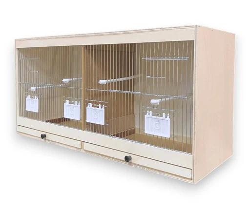 Cage d'élevage en bois, avec couvercles/pots d'alimentation 80x40x30cm