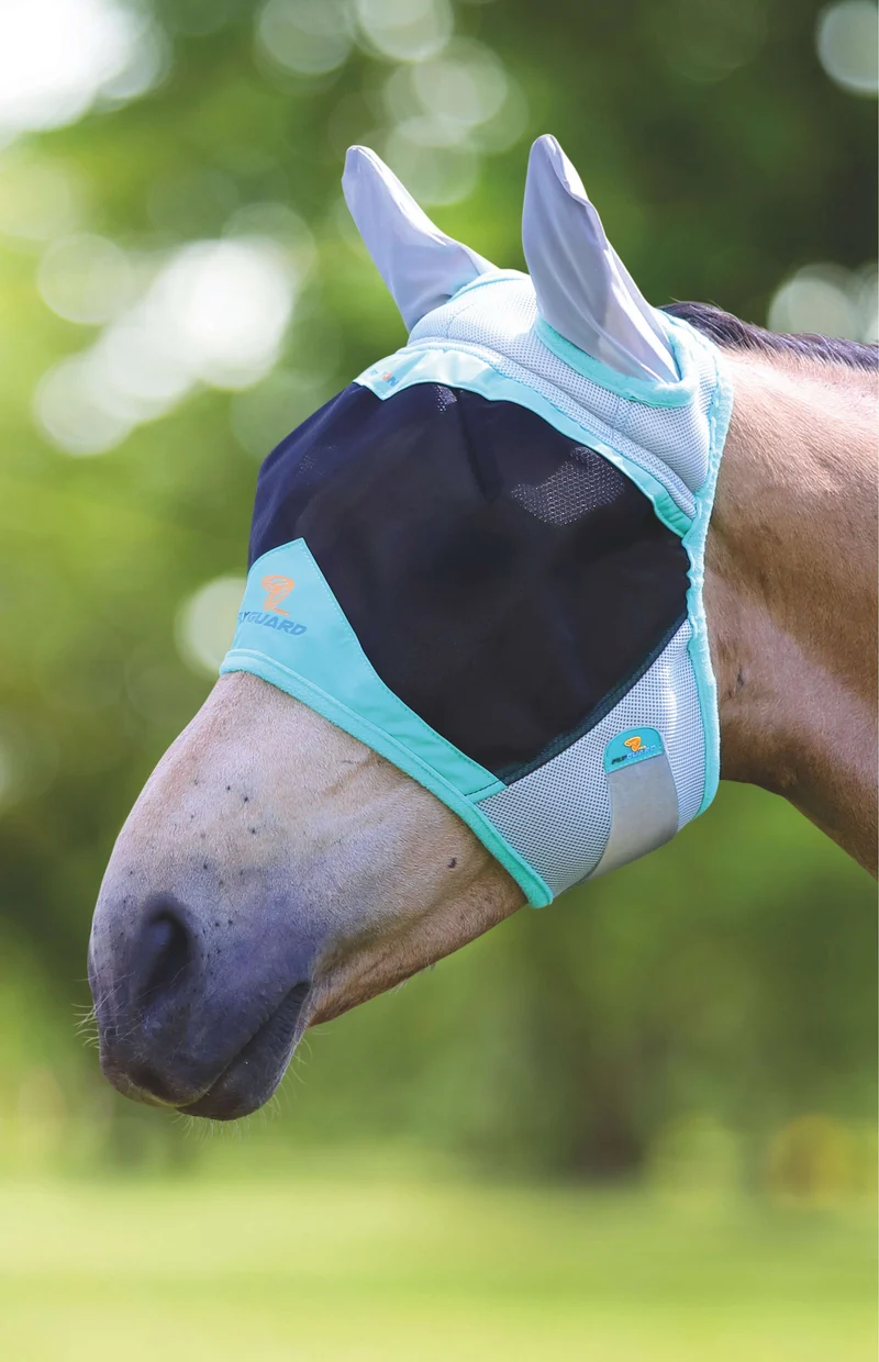 Shires Masque Anti-Mouches Air Motion avec Oreilles Aqua