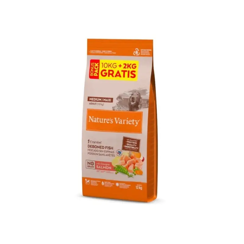 Nature'S Variety No Grain Medium/Maxi Salmon Dog Food 10+2Kg