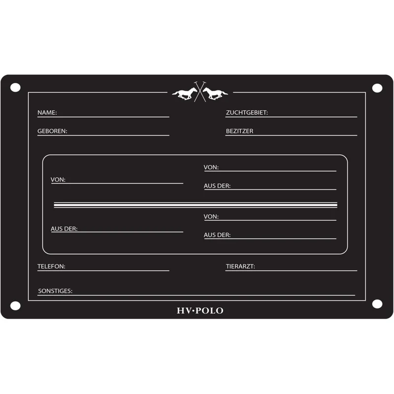 HV Polo Plaque de Box HVPPolo Anglais Noir