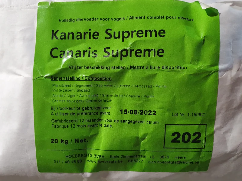 Suprême de Canari à la Périlla Blanche - Sac de 20 kg - Nourriture pour oiseaux