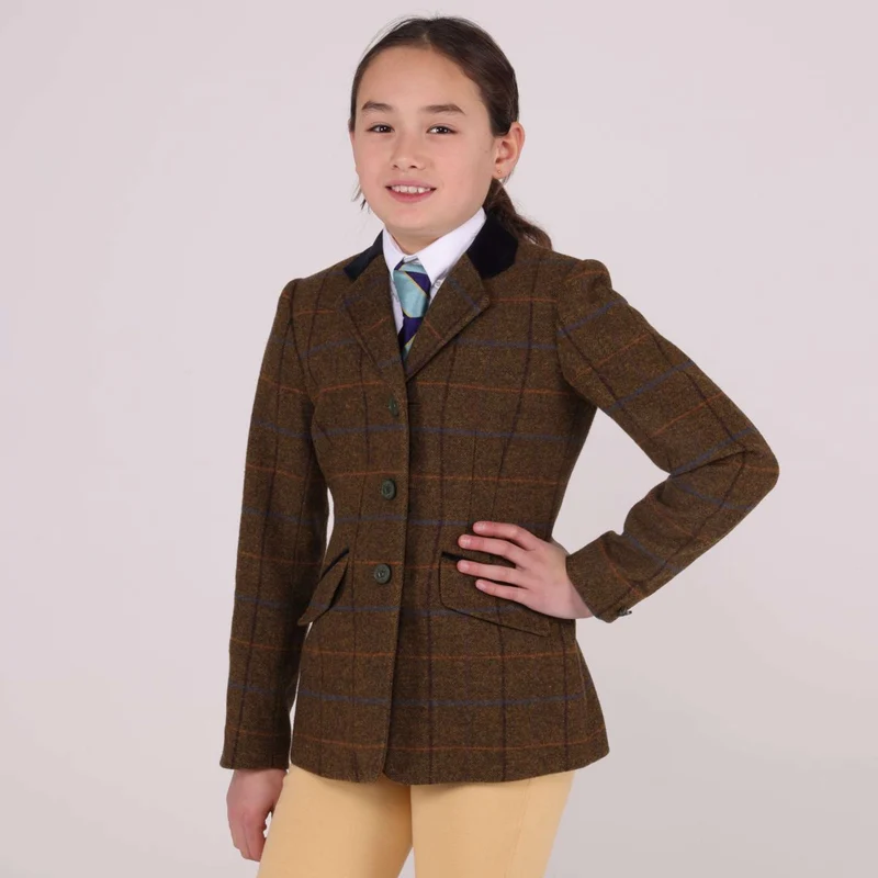 Aubrion by Shires Veste de Concours Saratoga Enfants Chêne Brun Check