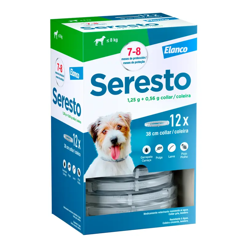 Seresto Antiparasitic Collar for Small Dogs < 8Kg Clinical Package, 12 collars