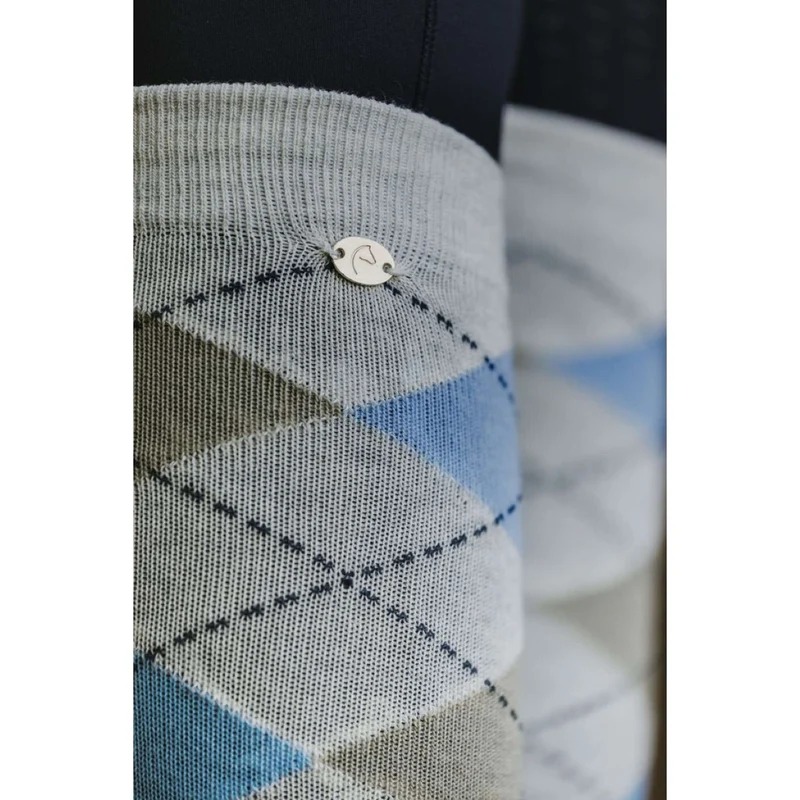 EQUITHÈME Chaussettes Argyle Gris clair/Bleu Ciel