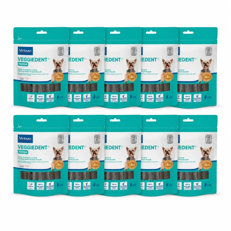 Virbac Veggiedent Fr3sh XS, Dental Snacks For Very Small Breed Dogs, Pack 10 units