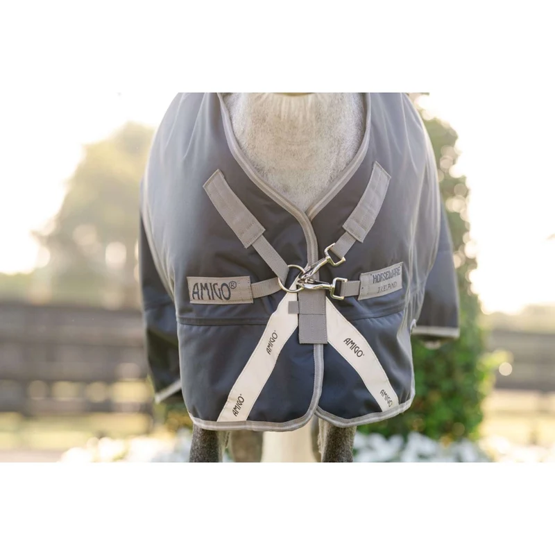 Amigo Turnout Rug 1200D Pony 250g Navy/Titanium Grey/Silver