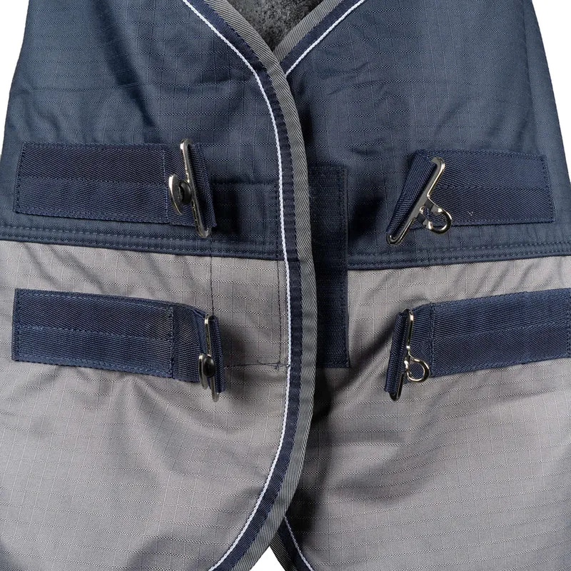EQUITHÈME Couverture d'Extérieur Tyrex 600 D Fleece 0g Polaire Bleu Marine/Gris