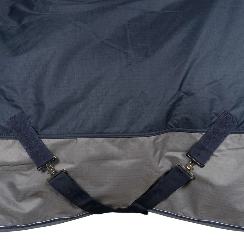 EQUITHÈME Couverture d'Extérieur Tyrex 600 D Fleece 0g Polaire Bleu Marine/Gris