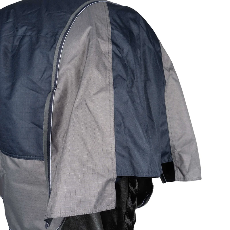 EQUITHÈME Couverture d'Extérieur Tyrex 600 D Fleece 0g Polaire Bleu Marine/Gris