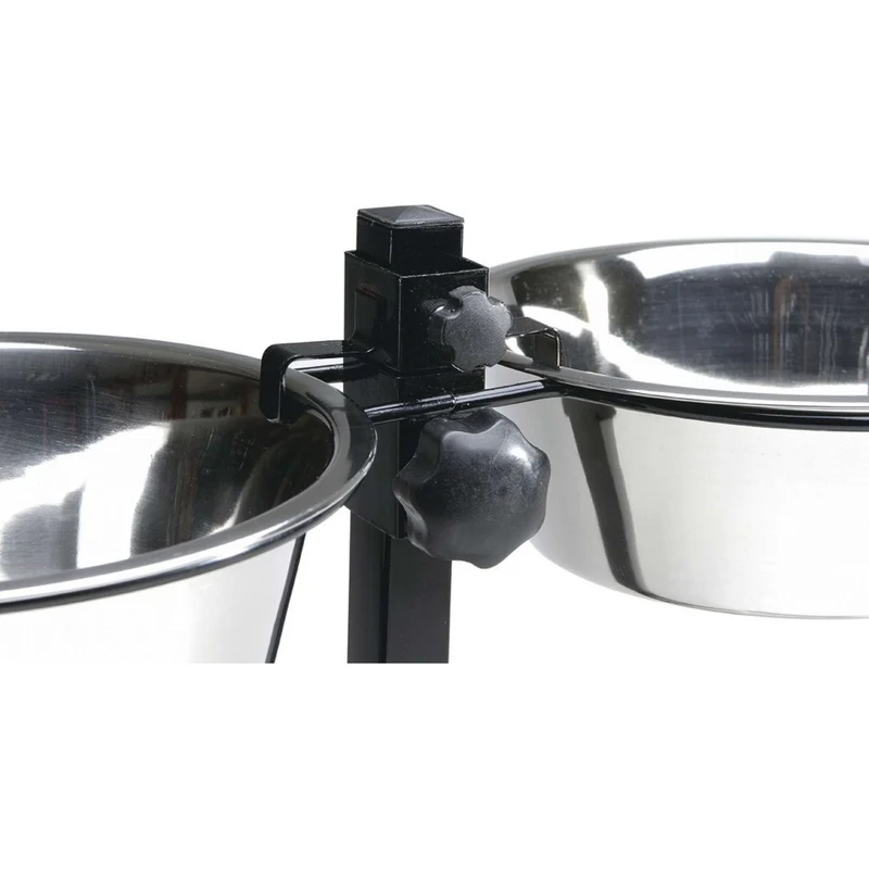 Beeztees Porte-Écuelle pour 2 Gamelles en Acier Inoxydable Noir
