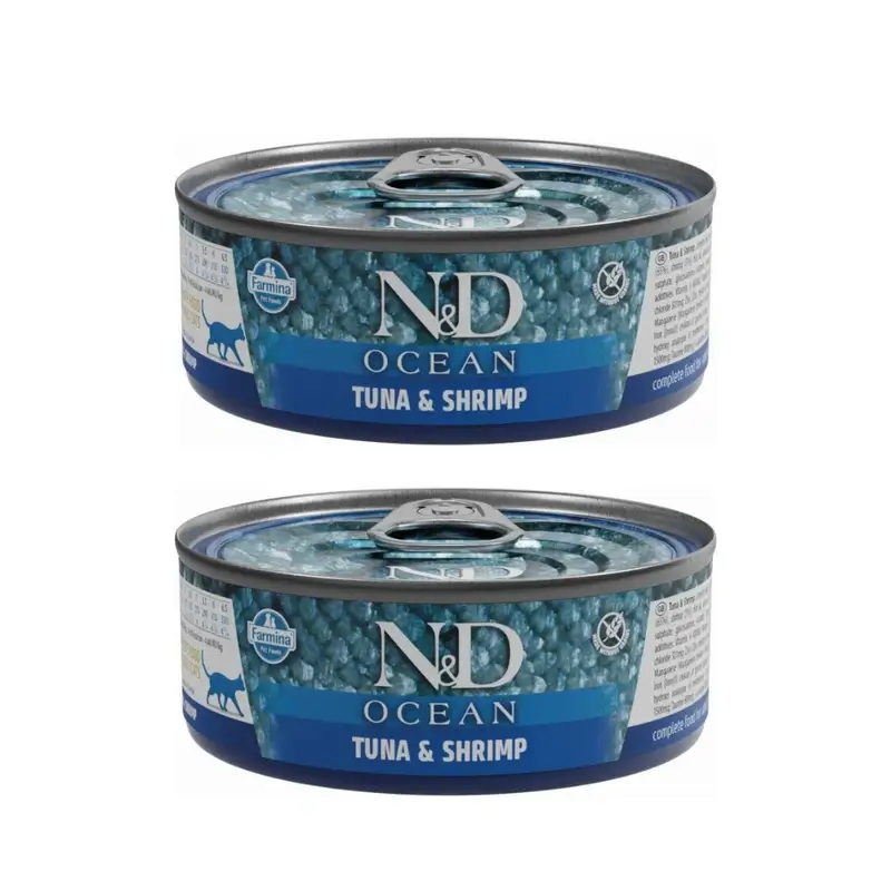 Farmina N&D Cat Ocean Ocean Tuna Shrimp Box 24X70Gr, Pack Of 2