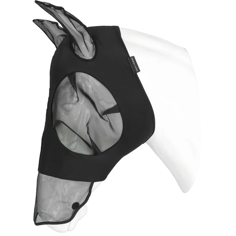 EQUITHÈME Masque Anti-Mouches Lycra UV protection Avec Filet Nez Noir
