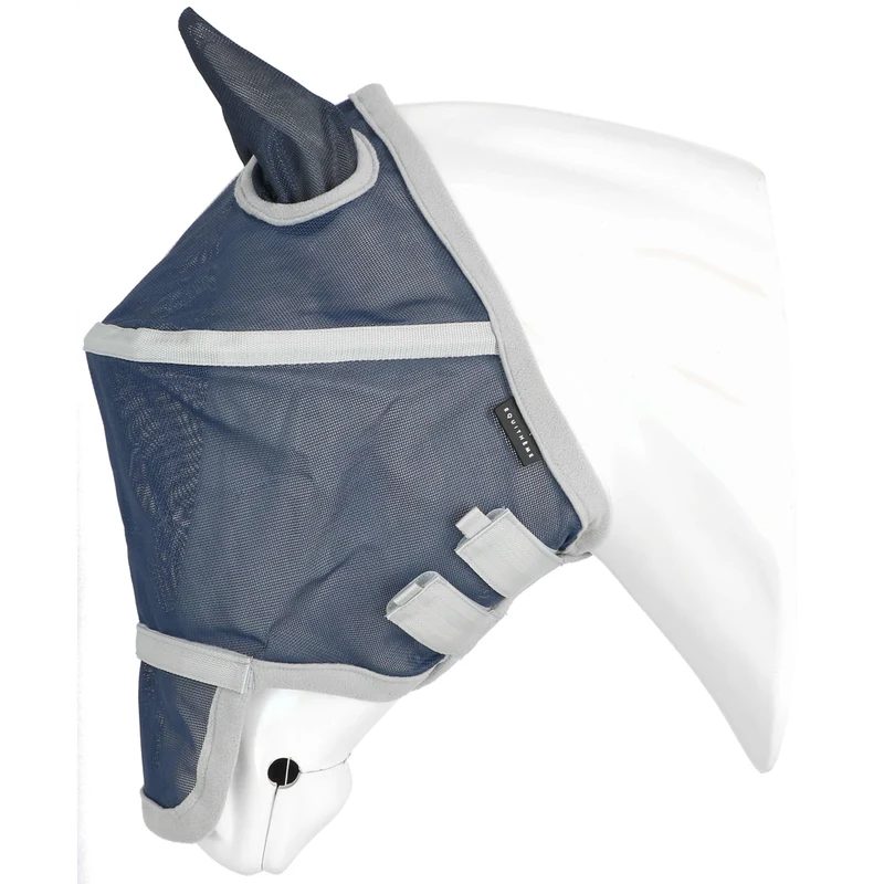 EQUITHÈME Masque Anti-Mouches Hoop avec Protection UV Marin
