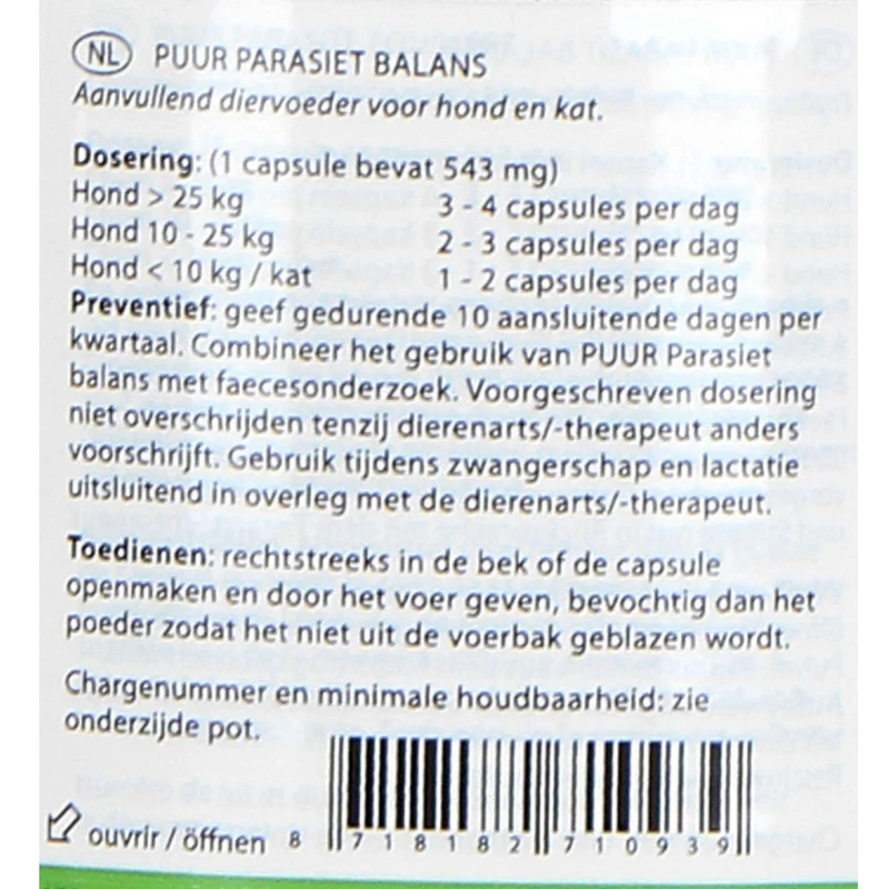 PUUR Parasites/ Balance Des Parasites Chien et Chat