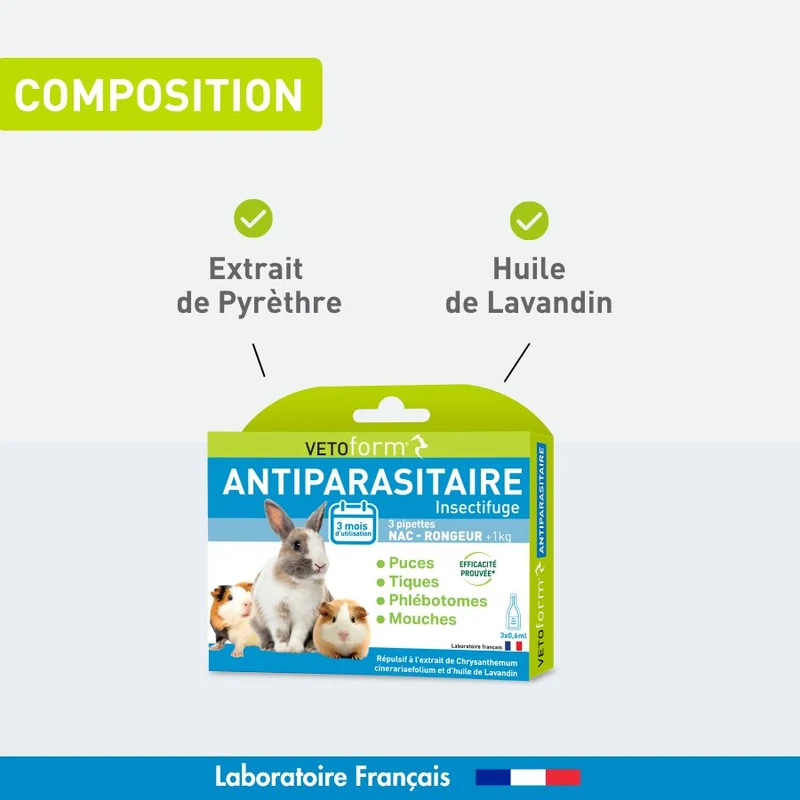Antiparasitaire Nac Rongeurs- 3 pipettes