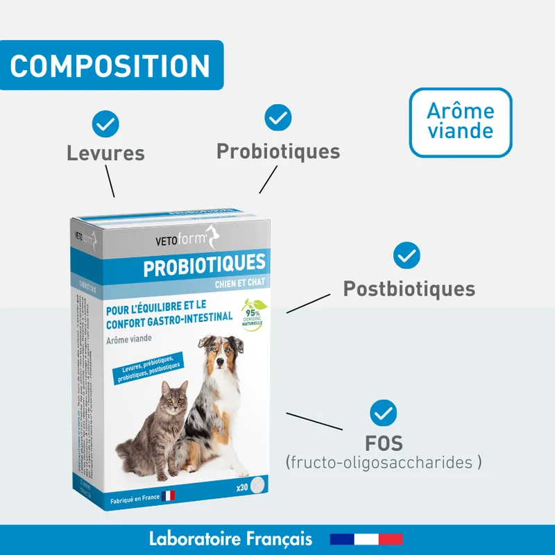 Probiotiques chien et chat - 30 comprimés