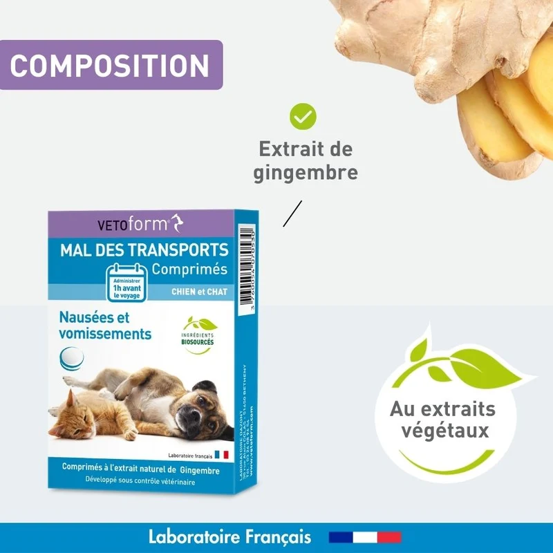 Calmant Mal des transports chien et chat - 30 cp