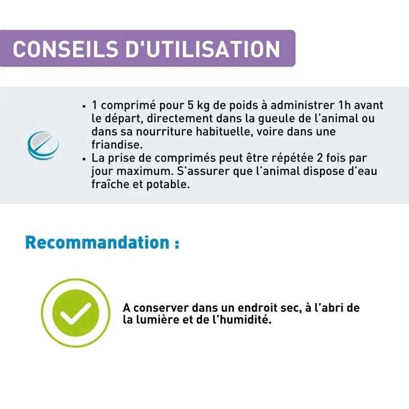 Calmant Mal des transports chien et chat - 30 cp