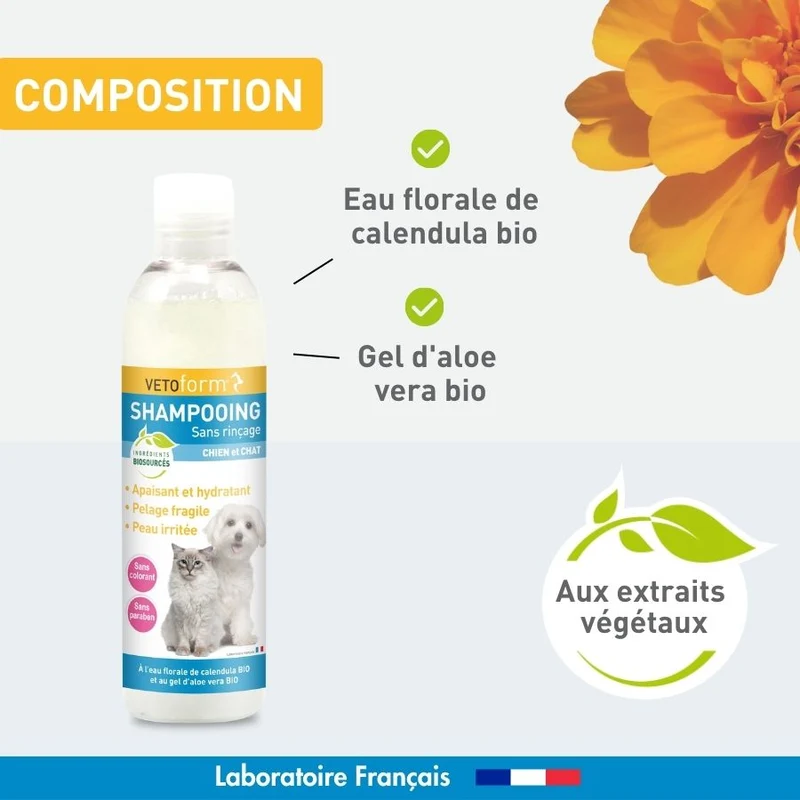 Shampooing sans rinçage chien et chat - 200ml