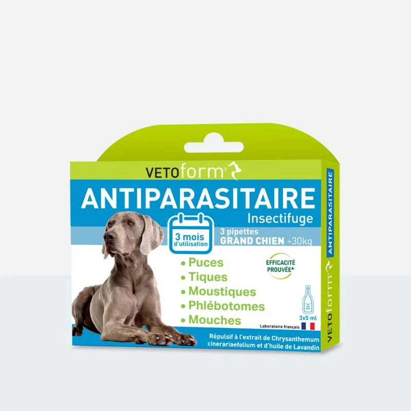 Antiparasitaire Grand chien - 5 pipettes