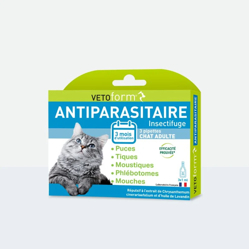 Antiparasitaire chat - 3 pipettes